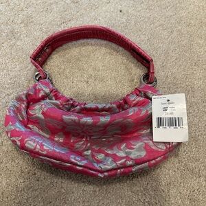 Kate Spade Pink & Silver Brocade Small Marina floral Y2K NWT